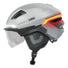 Profil gauche du casque de vélo Abus Hyp-E Ace avec visière intégrée et éclairage led arrière pour la sécurité en ville
