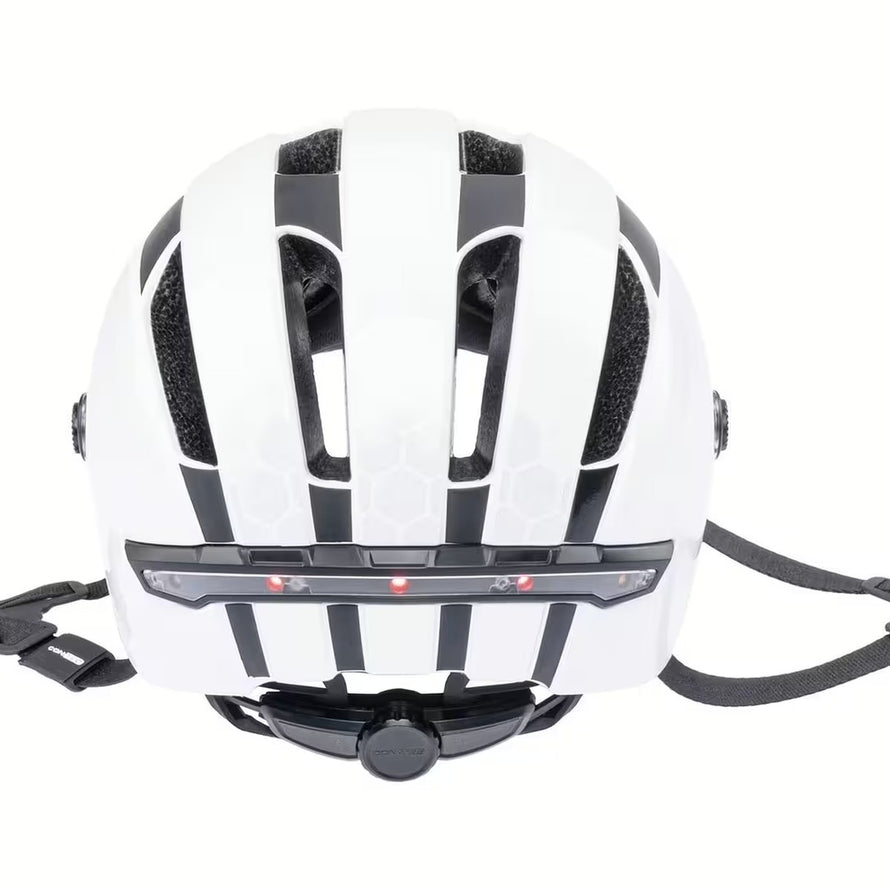 Casque vélo lumineux Contex Como 33 blanc avec leds arrière pour visibilité et sécurité renforcée en ville