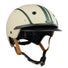Casque vélo Cosmo Classic Casco crème avec bandes vertes et sangle cuir, style rétro et protection fiable