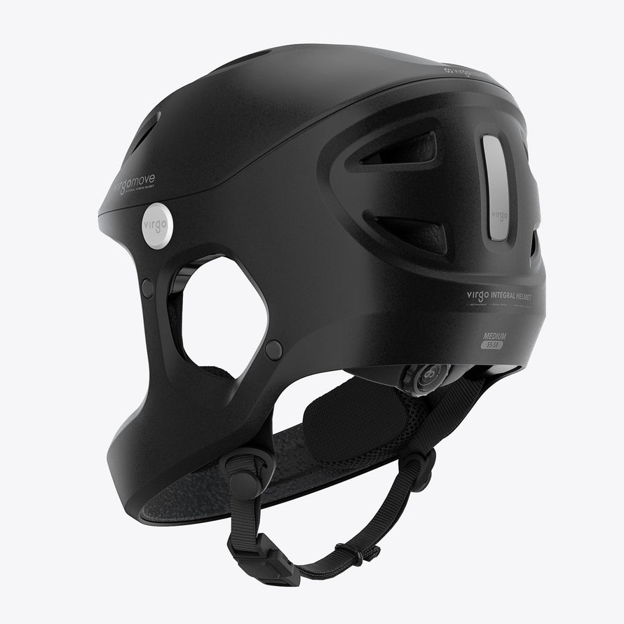 Casque Virgo Access noir avec protection arrière intégrale et design sobre, adapté aux trajets quotidiens.