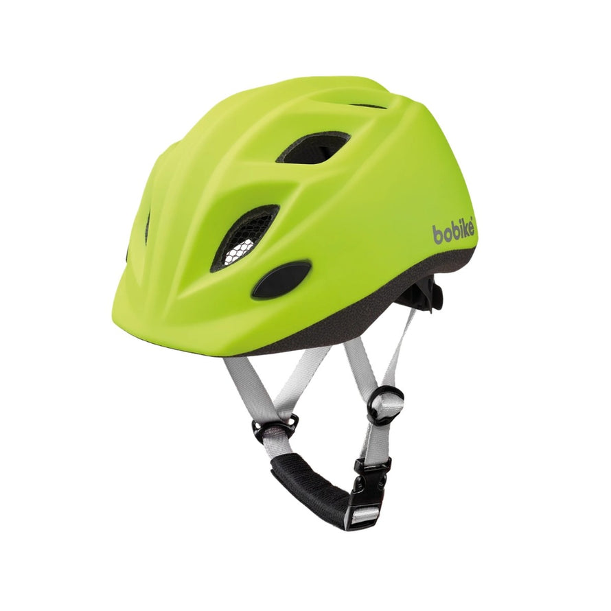 Casque vélo enfant Bobike Kids In-Mold jaune fluo, ultra léger et protection renforcée pour les jeunes cyclistes