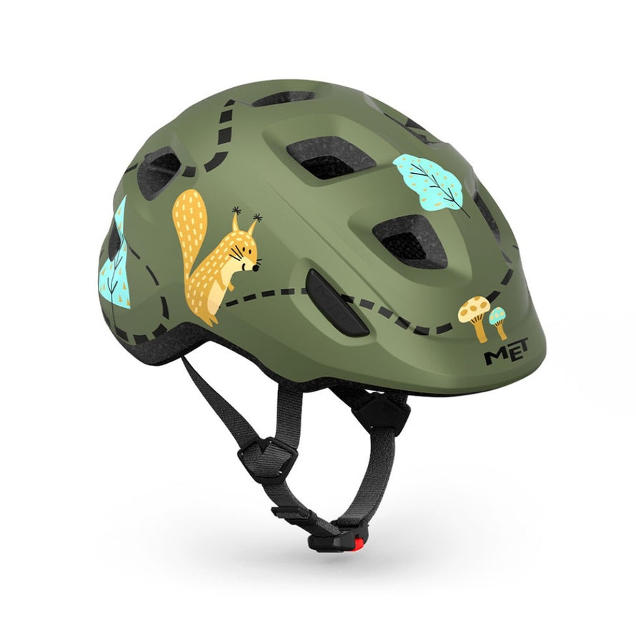 Casque vélo enfant Hourra MET vert avec motif écureuil, compatible siège vélo enfant pour sécurité et confort - vue 2
