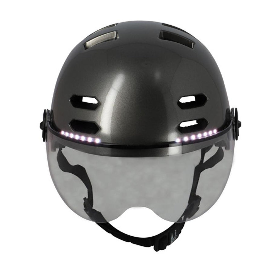 Casque vélo Optimiz avec visière et clignotants LED intégrés pour sécurité et confort en ville