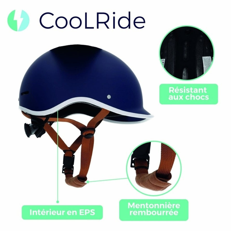 Casque vélo ville Coolride Headlock bleu marine avec visière et mentonnière rembourrée pour confort et sécurité