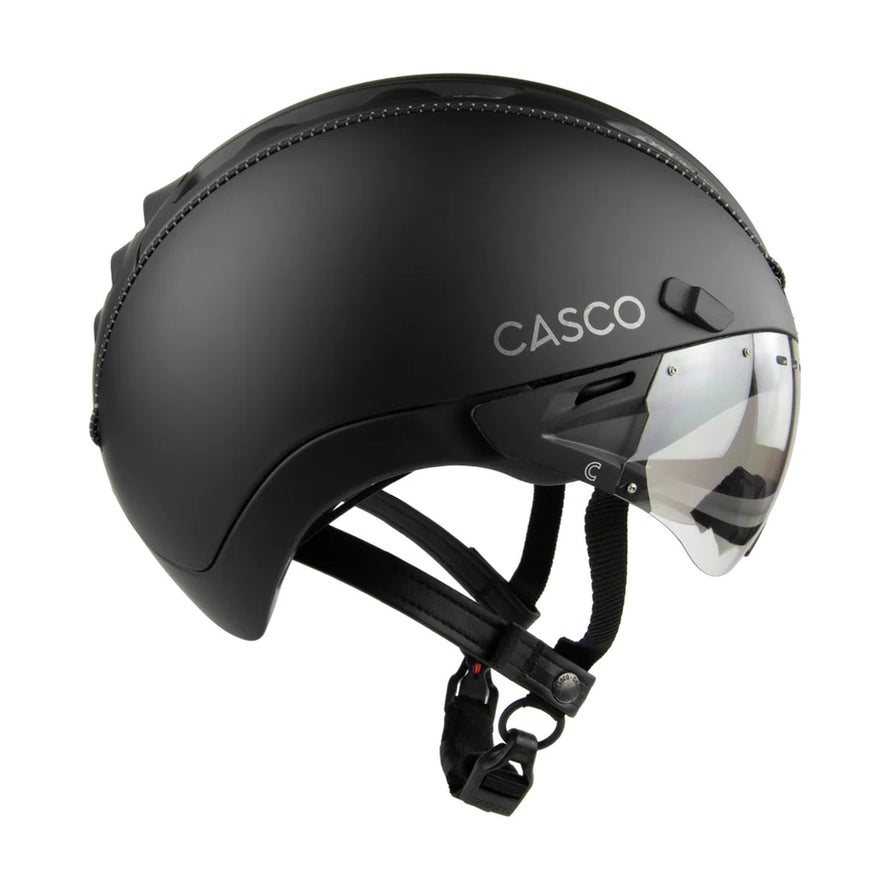 Casque vélo ville avec visière Casco Roadster Plus en noir mat pour une protection urbaine optimale