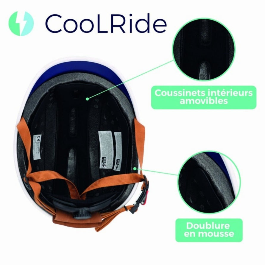 Casque vélo ville Coolride modèle Headlock avec visière, coussinets amovibles et doublure mousse confortable