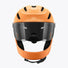 Casque Virgo Integral orange  – Vue de face du casque orange montrant la mentonnière protectrice et la visière. 