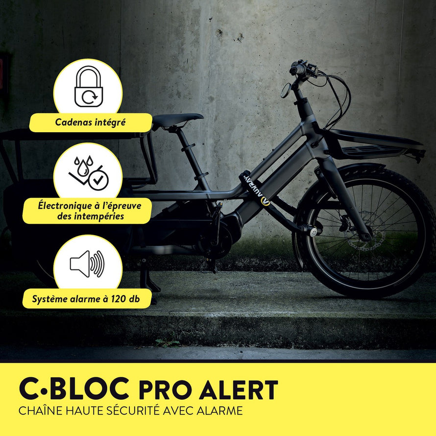 Chaîne antivol Auvray C-Bloc Pro Alert 100 cm diamètre 10 mm avec alarme intégrée 120 dB et électronique résistante