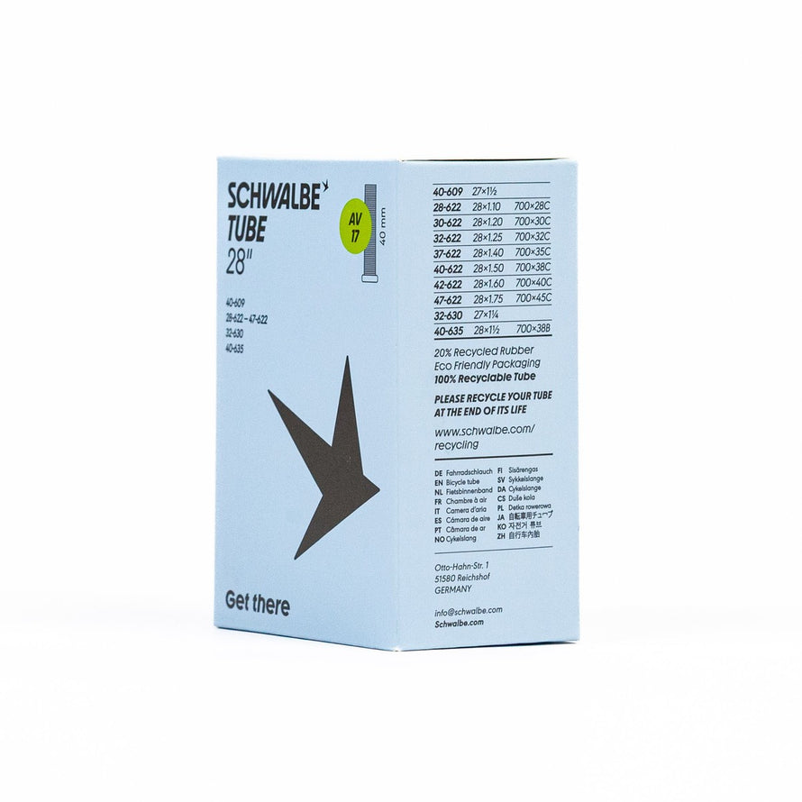 Chambre a air velo Schwalbe 700 28 29 pouces avec valve AV17 et emballage eco recyclable