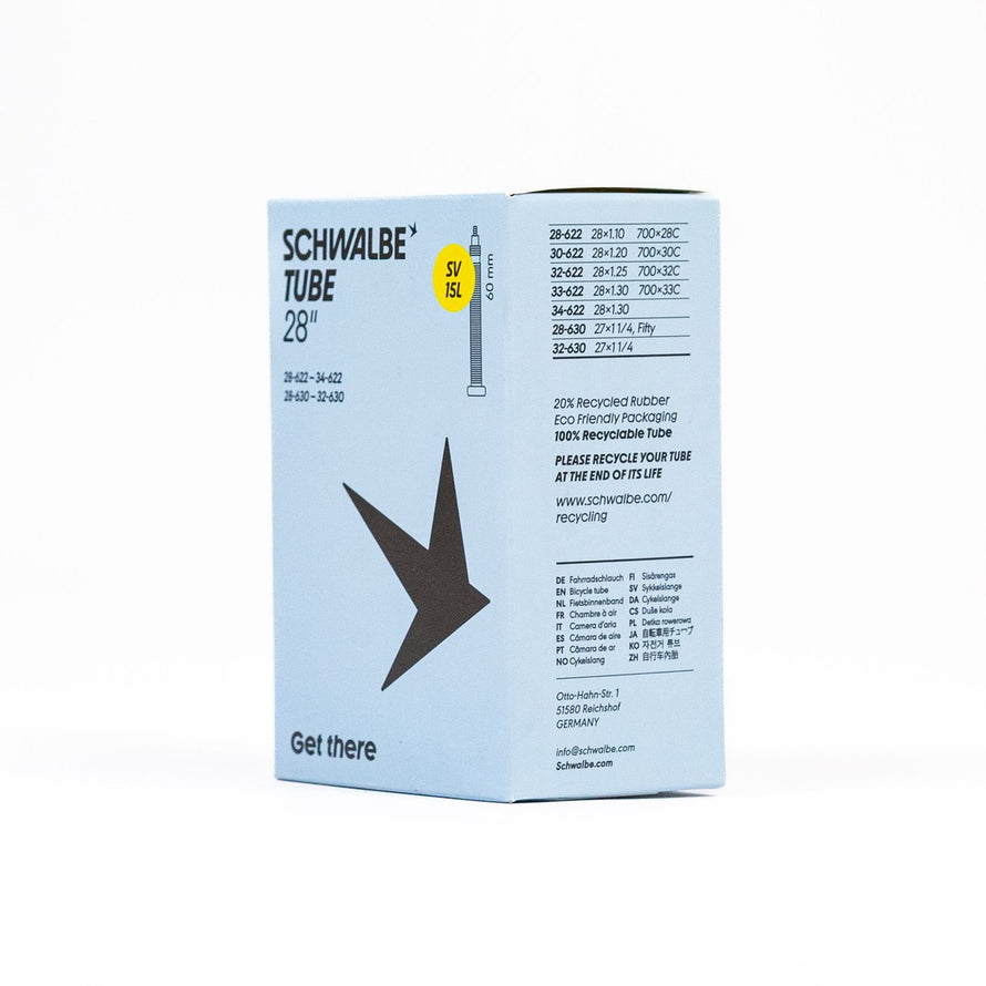 Chambre a air velo Schwalbe 700 28 29 pouces avec valve SV15L et emballage eco recyclable