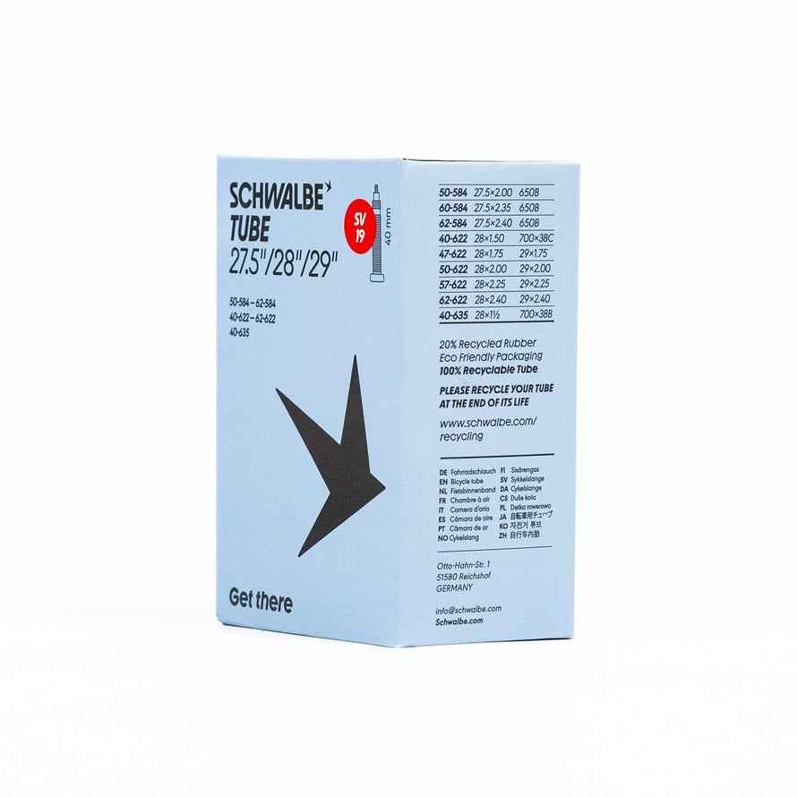 Chambre a air velo Schwalbe 700 28 29 pouces avec valve SV19 et emballage eco recyclable