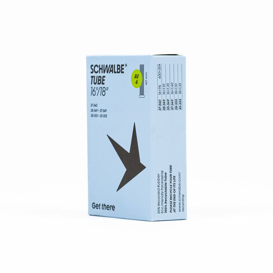 Chambre air vélo Schwalbe 400A 16 x 1 1/8 - 1 3/8 avec emballage écologique pour pneus 16 et 18 pouces