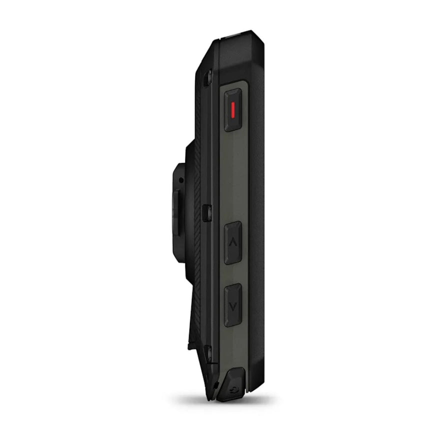 Vue laterale du compteur GPS Garmin Edge 550 avec boutons de controle pour cyclisme