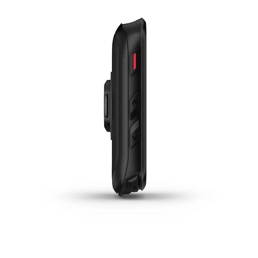 Vue laterale du compteur GPS Garmin Edge 840 Solar avec boutons de controle pour cyclisme