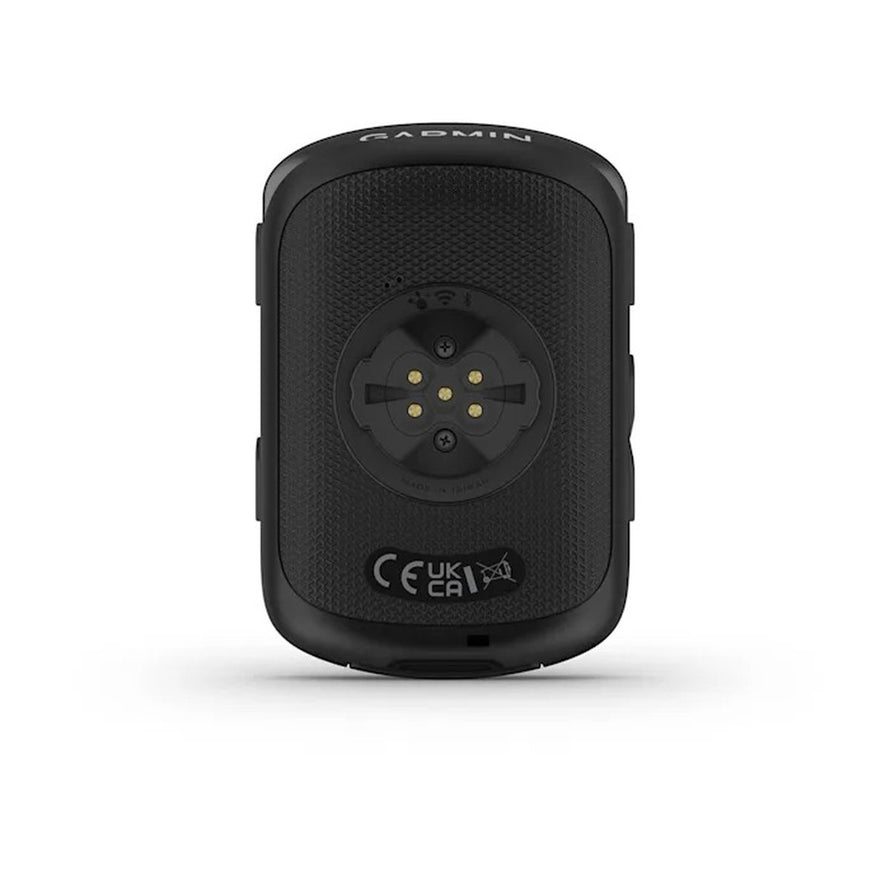 Vue arriere du compteur GPS Garmin Edge 840 Solar avec connecteurs pour fixation velo