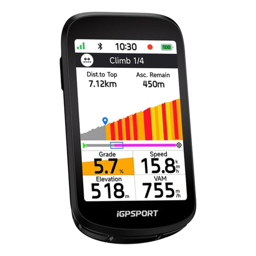 Compteur velo iGPSport BSC500 222 avec fonctions avancees et affichage couleur pour suivi precis de la performance