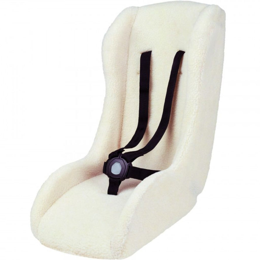 Coque réductrice pour remorque ou vélo cargo, pour bébé de 7 à 18 mois, blanche, en polaire, avec harnais 5 points.
