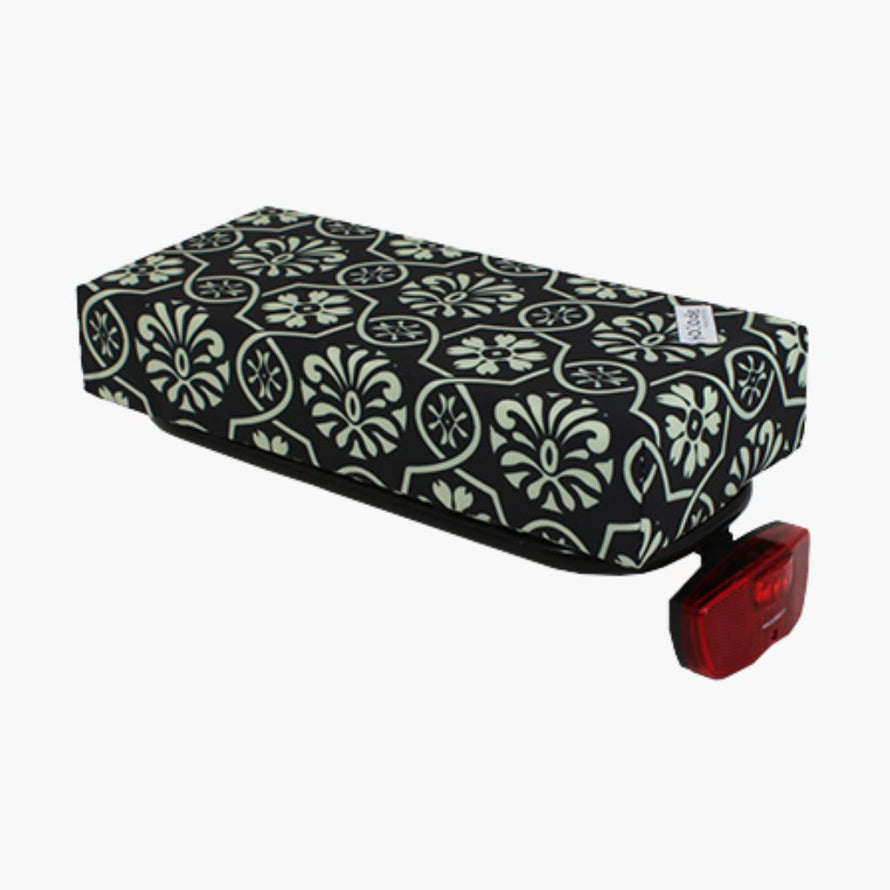 coussin pour vélo cargo longtail floral noir et blanc