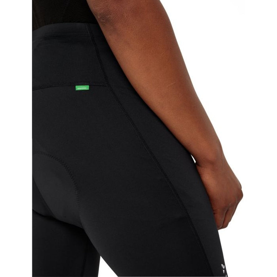 Détail des coutures du cuissard Matera II Vaude avec insert T-Pad pour un confort durable en vélo
