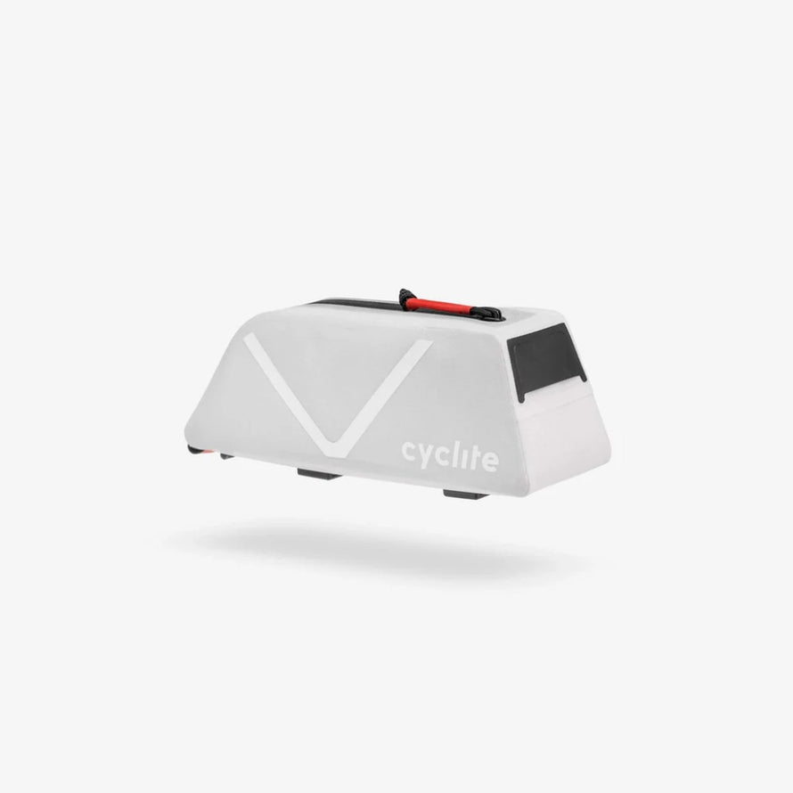 Sacoche compacte blanche Cycl Sacoche Top Tube Nano 01 Cyclite pour vélo, rangement pratique et design épuré