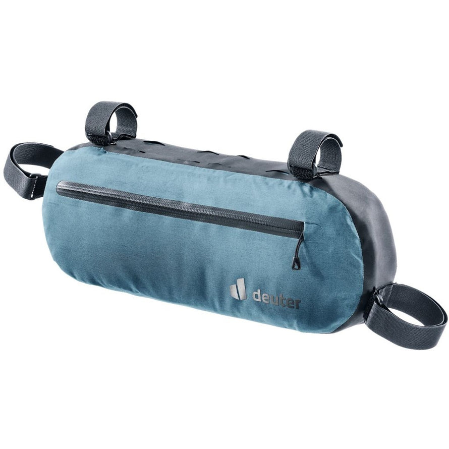 Sacoche cadre vélo bikepacking Cabezon Deuter bleu avec zip étanche et fixation velcro solide pour aventures longues