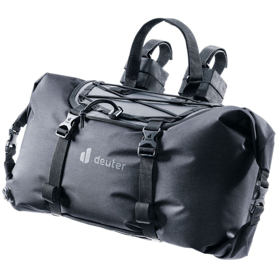 Sacoche de guidon Cabezon 14 deuter noire, parfaite pour le bikepacking et les longues randonnées à vélo