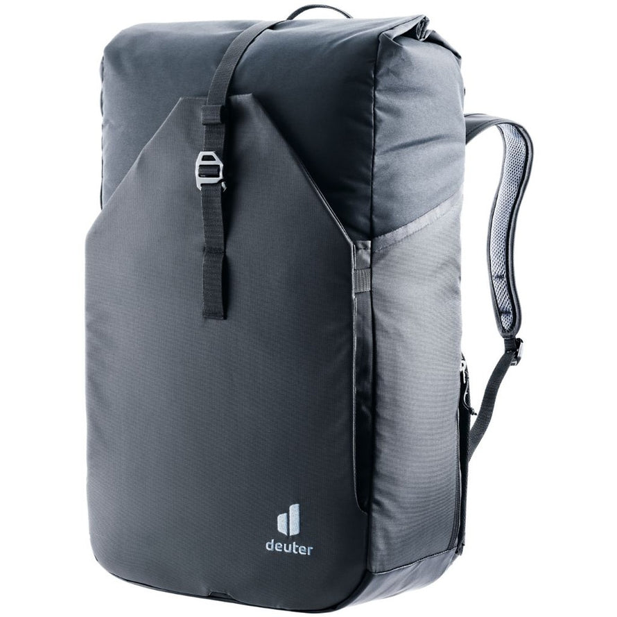 Sacoche vélo Deuter Xberg 25 noire convertible en sac à dos, idéale pour déplacements urbains et cyclistes actifs