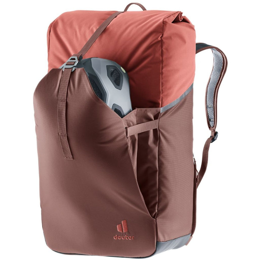 Sacoche vélo convertible sac à dos Deuter Xberg 25 terracotta avec rangement casque pratique et design