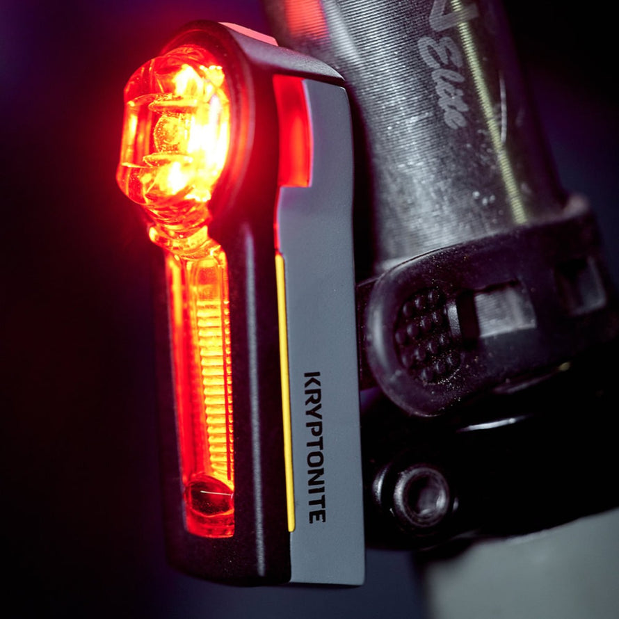 Feu arrière vélo Kryptonite Incite XBR 20 lux avec LED rouge intense et fixation simple pour sécurité optimale