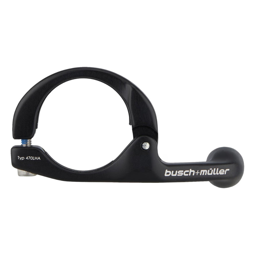 Fixation aluminium noire pour feu vélo 35 mm Busch & Müller, robuste et compatible guidon standard