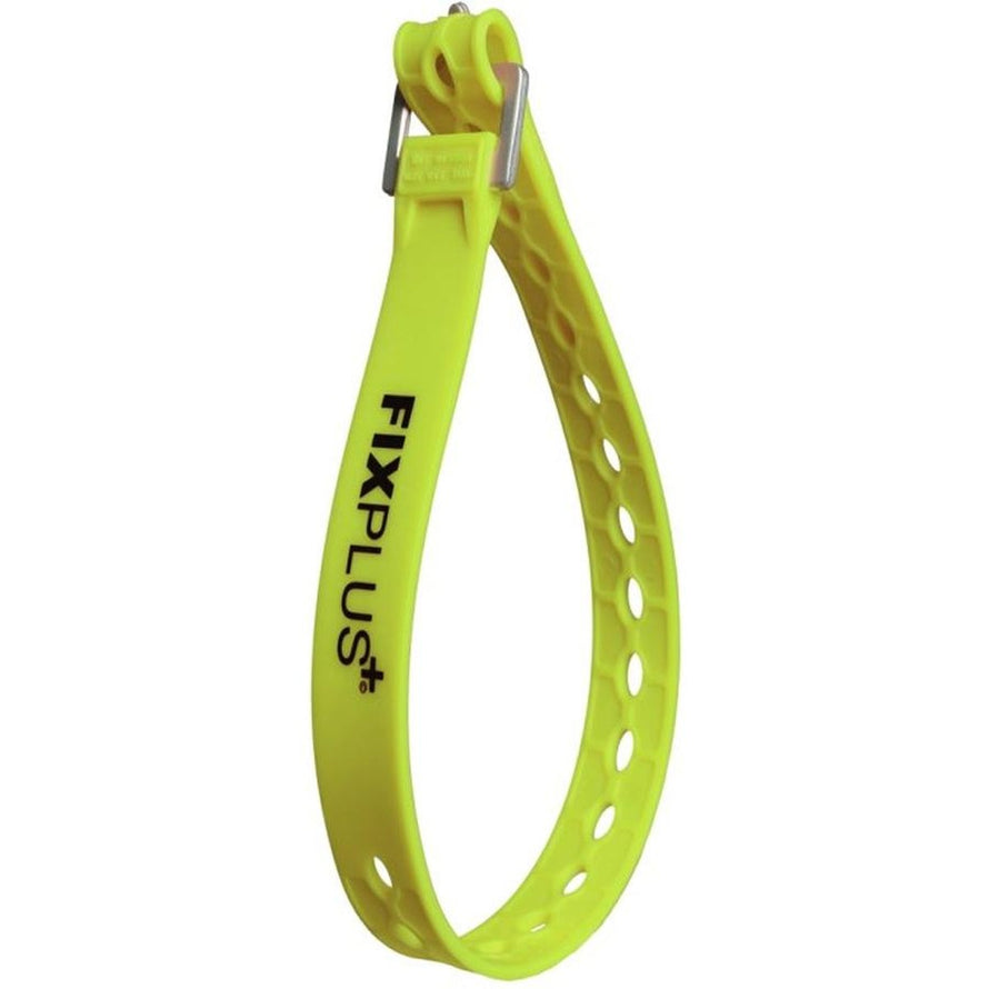 Sangle de serrage Fixplus 66cm jaune, résistante et ajustable pour fixation sécurisée d'accessoires vélo