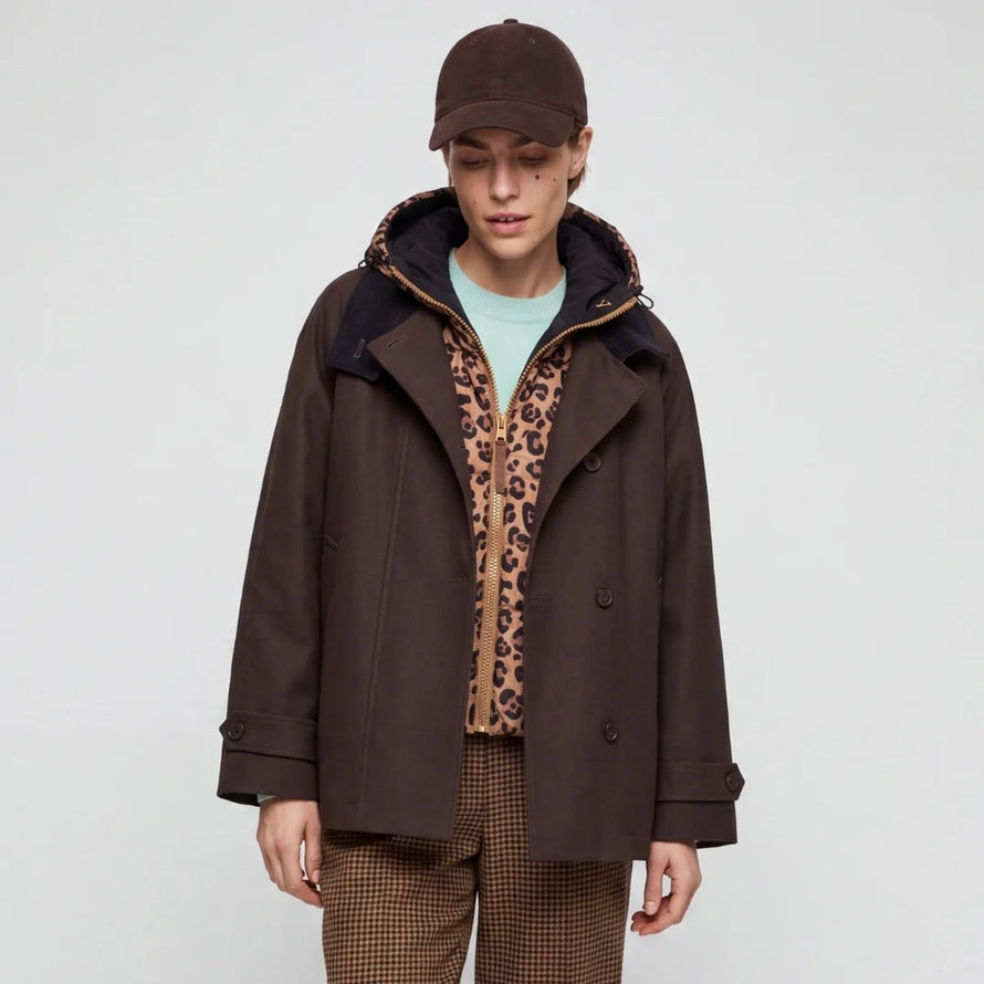 Capuche doudoune chaude et reversible Fudoon modele imprime leopard pour cyclisme urbain et confort