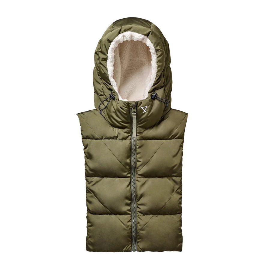 Capuche doudoune chaude isolante et reversible kaki Fudoon modele ideal pour cyclistes en hiver
