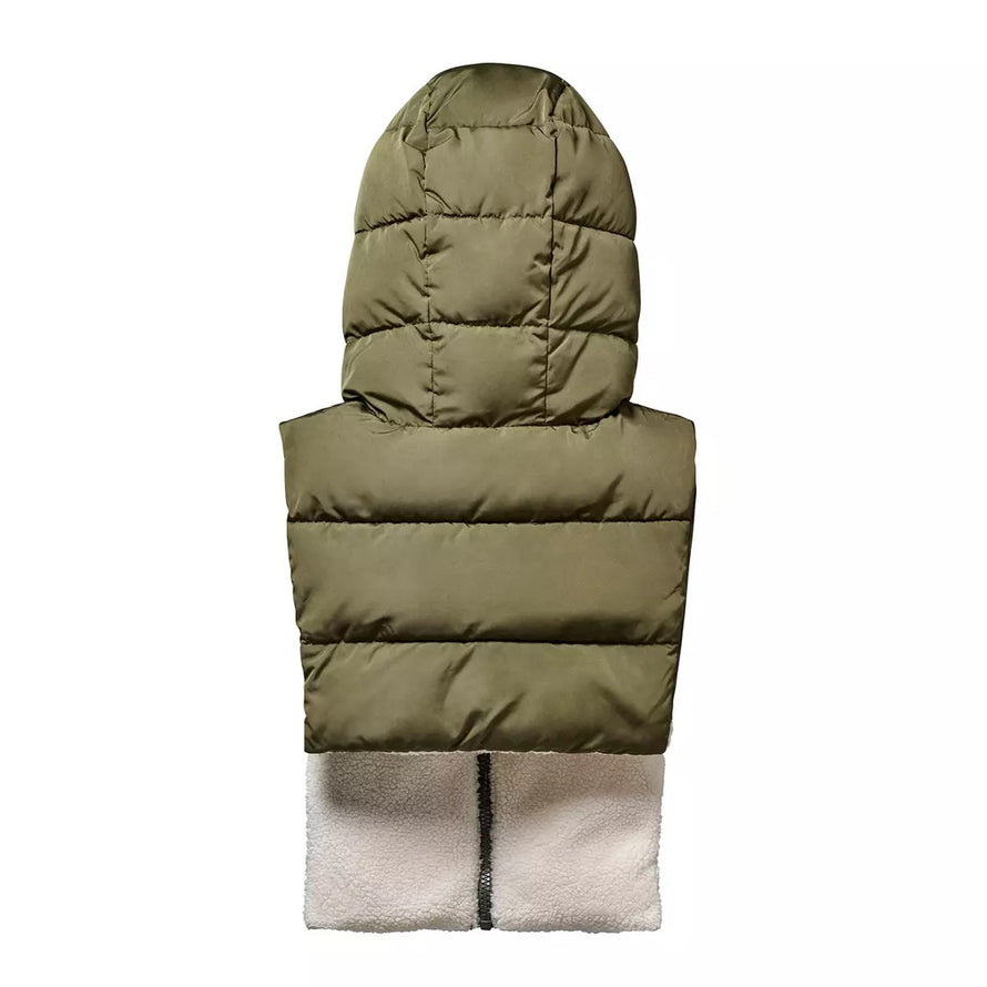 Capuche doudoune chaude et reversible kaki Fudoon modele confortable pour cyclistes en hiver