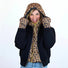 Capuche doudoune chaude et reversible Fudoon avec motifs leopard et mitaines pour cyclistes
