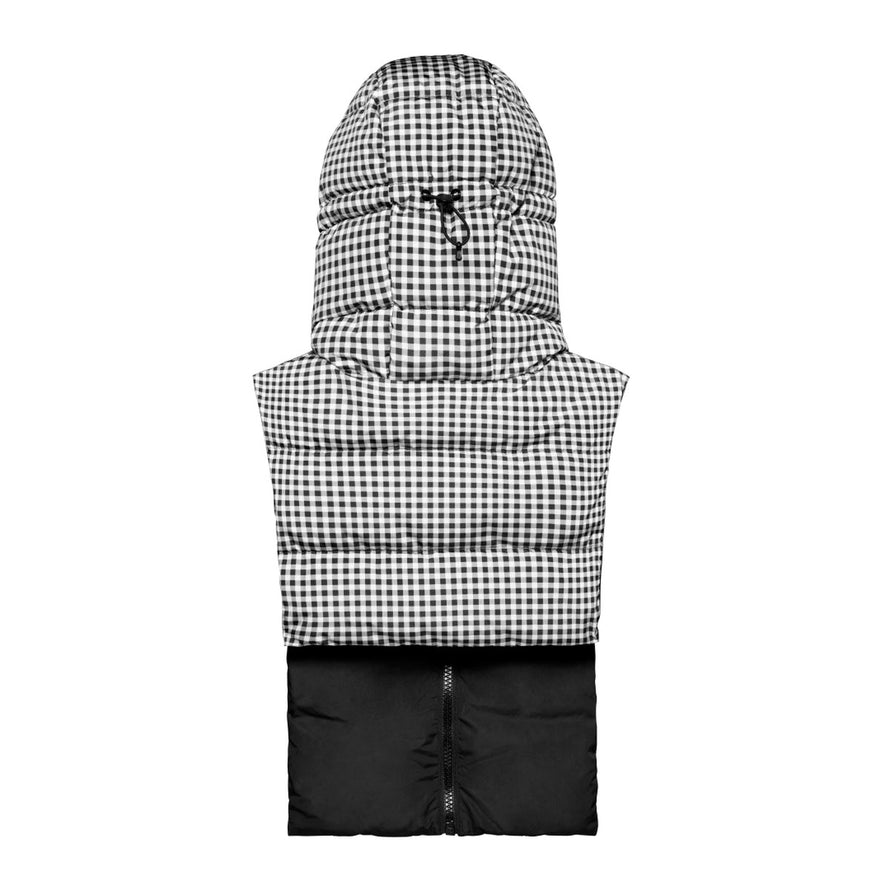 Capuche doudoune chaude et reversible Fudoon motif vichy noir blanc ideale pour cyclistes en hiver