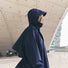 Trench-coat impermeable unisexe Fudoon bleu marine avec capuche, style urbain et protection optimale contre la pluie