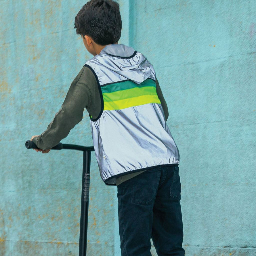 Gilet vélo GoFluo North pour enfant réfléchissant déperlant bodyglower fluo polyester gris fermeture éclair