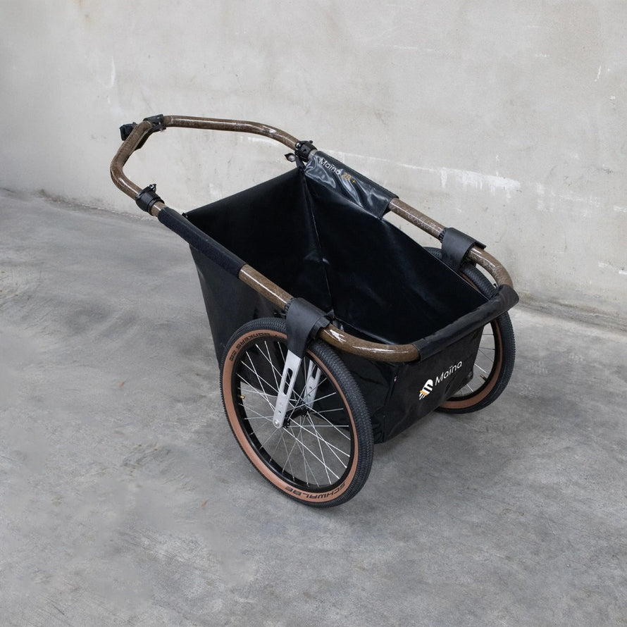 Remorque utilitaire vélo Maïna 20 Globeforyou avec grand panier robuste et cadre en fibre de lin