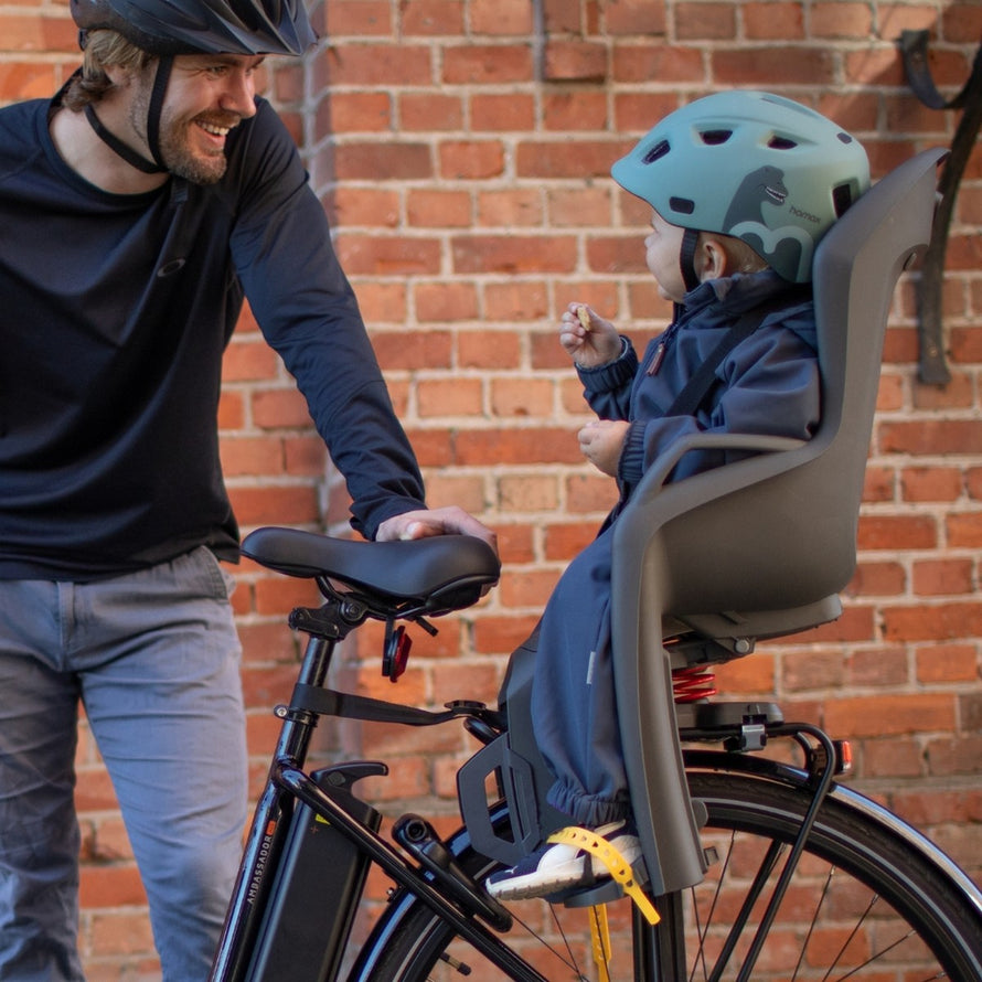 Siege velo enfant Hamax Amiga evolutif avec suspension pour porte-bagages, ideal pour confort et securite