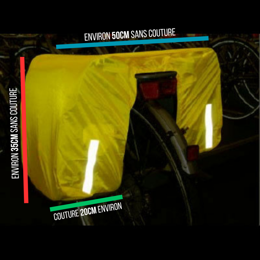 Mesures housse protection pluie pour double sacoche vélo