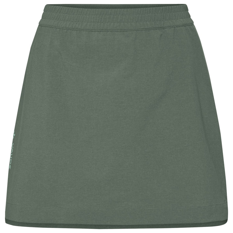 Jupe de velo femme Vaude Adlux II en vert kaki, legere et confortable pour cyclisme et loisirs urbains