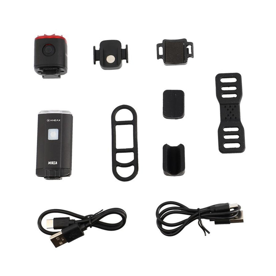 Set complet eclairage velo Kheax Mirza Nash III USB-C avec accessoires pour installation facile et securite accrue