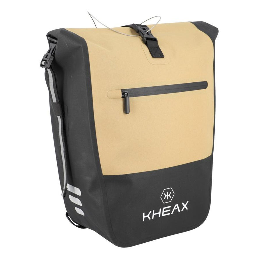 Sacoche de velo Kheax Izoard Edge beige, impermee et robuste, pour transporter vos affaires en toute securite