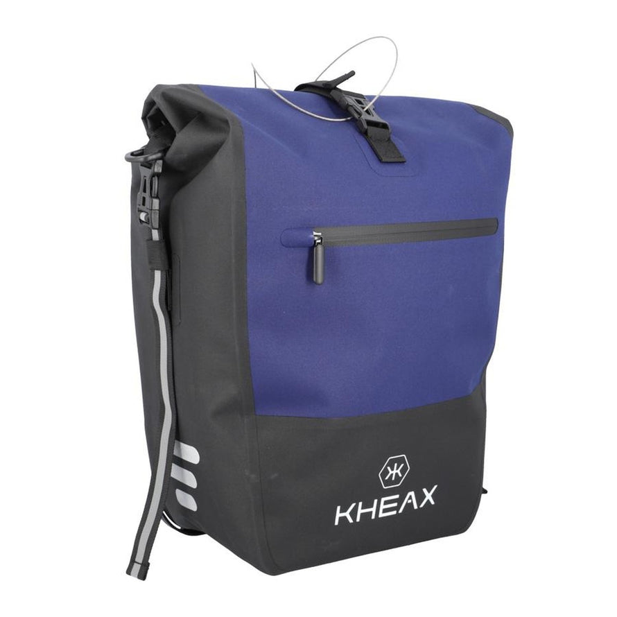 Sacoche de vélo Kheax Izoard Edge bleu marine, étanche et résistante pour un transport sécurisé à vélo
