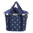 Panier avant vélo Klickfix Bikebasket 15L bleu à pois, pratique et léger pour vos trajets urbains quotidiens