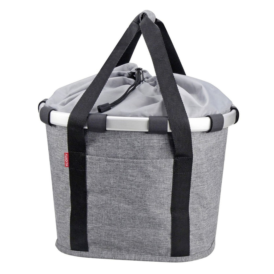 Panier avant vélo Klickfix Bikebasket 15L gris foncé, pratique et élégant pour vos trajets urbains quotidiens