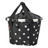 Panier avant vélo Klickfix Bikebasket 15L noir à pois blancs avec cordon de fermeture, pratique et élégant pour la ville