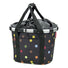 Panier avant vélo Klickfix Bikebasket 15L noir à pois multicolores, pratique et léger pour vos trajets urbains