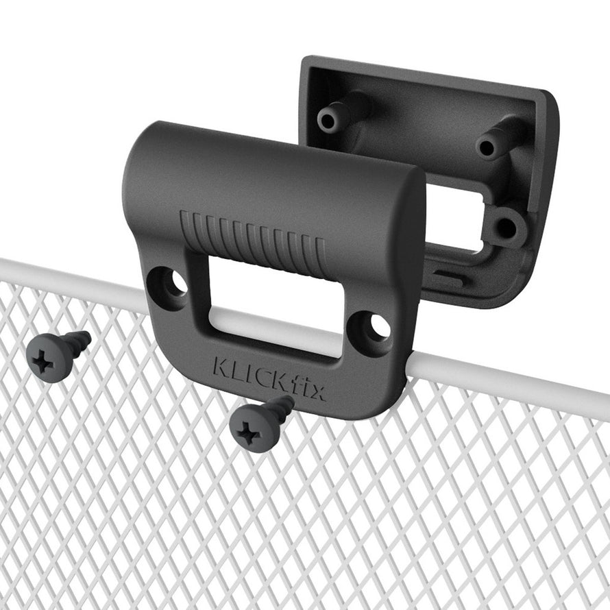 Fixation Klickfix Light clip en polymer noir pour feu sur panier de velo, installation simple et securisee
